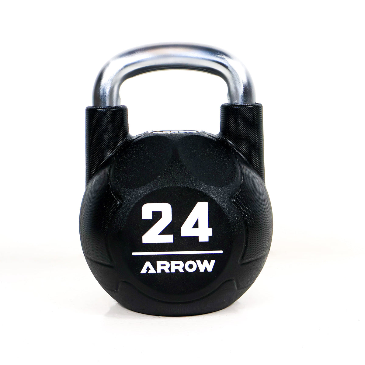 Black 24kg kettlebell with 'Arrow' branding on a white background