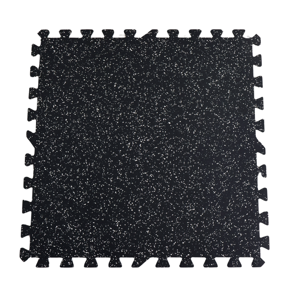 ARROW 8mm Jigsaw Rubber Gym Flooring 1m x 1m – Black/Grey Fleck