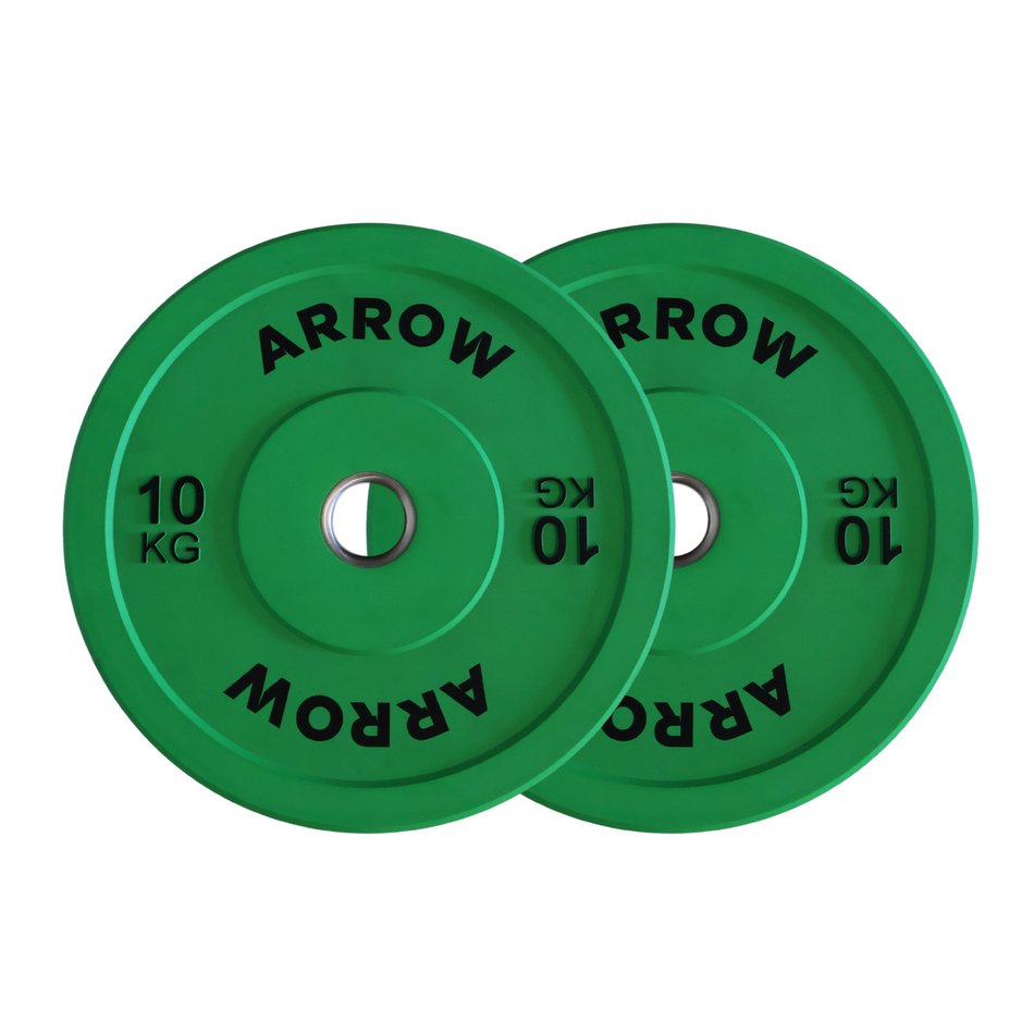 ARROW 10kg Coloured Bumper Weight Plate - Pair