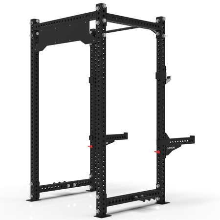 Black power rack on a white background