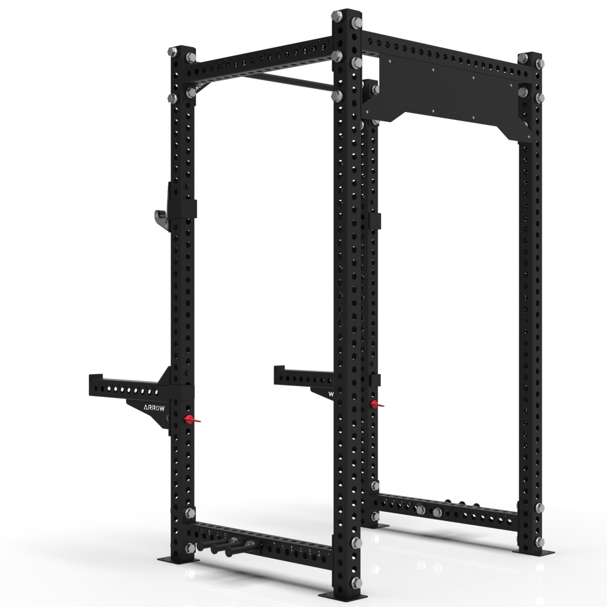 Black power rack on a white background