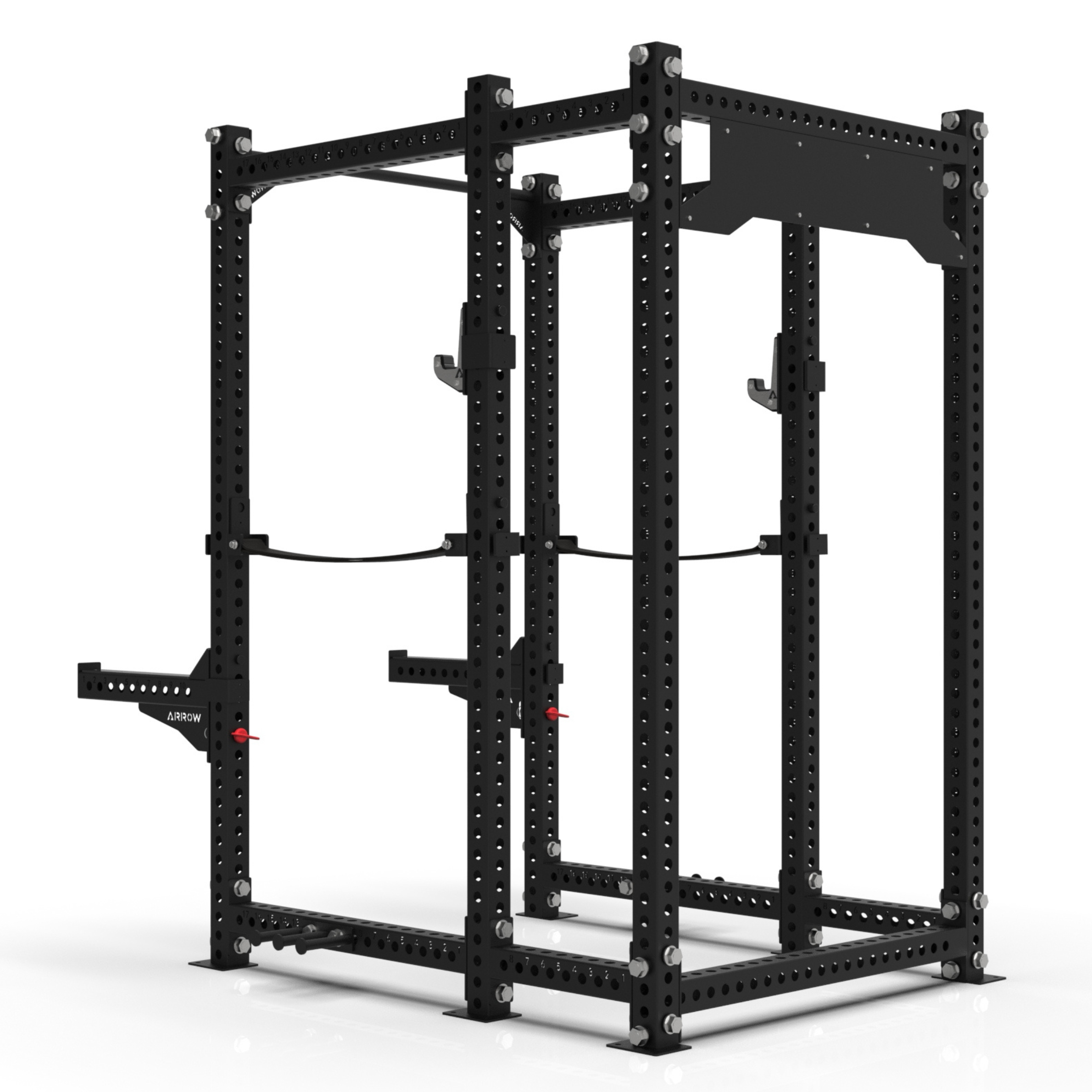 Black power rack on a white background