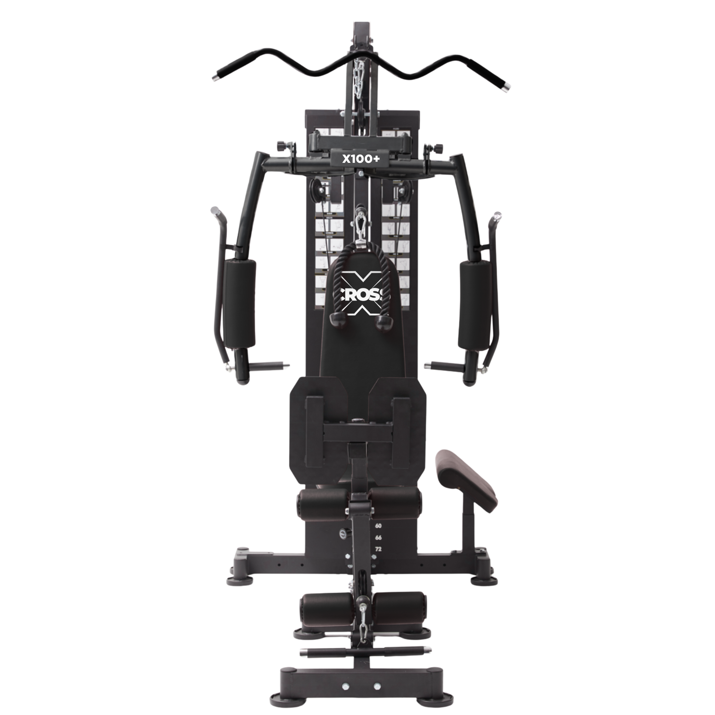 Black exercise machine with 'X-100' branding on a white background