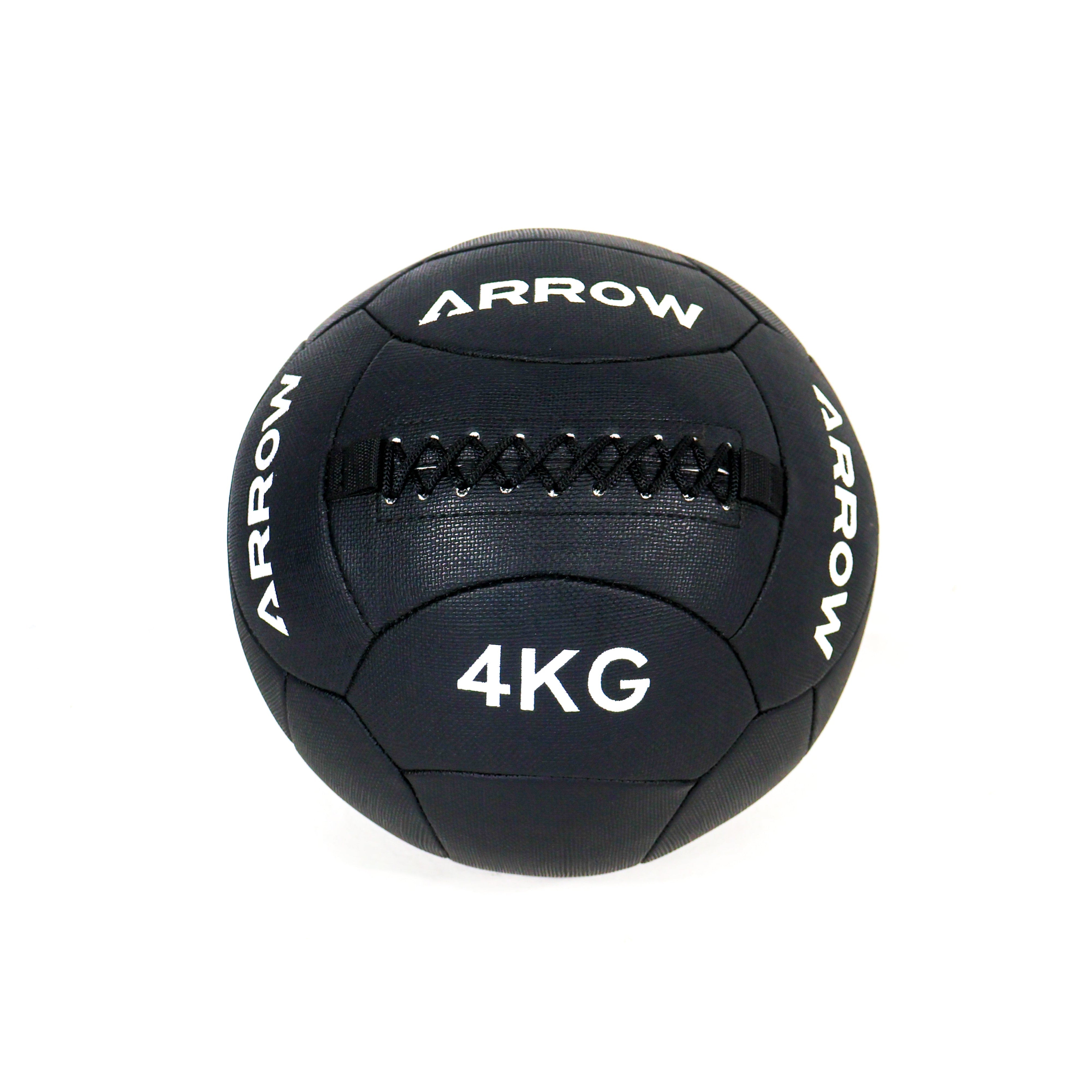 Black medicine ball with 'Arrow' branding and '4KG' marking on a white background