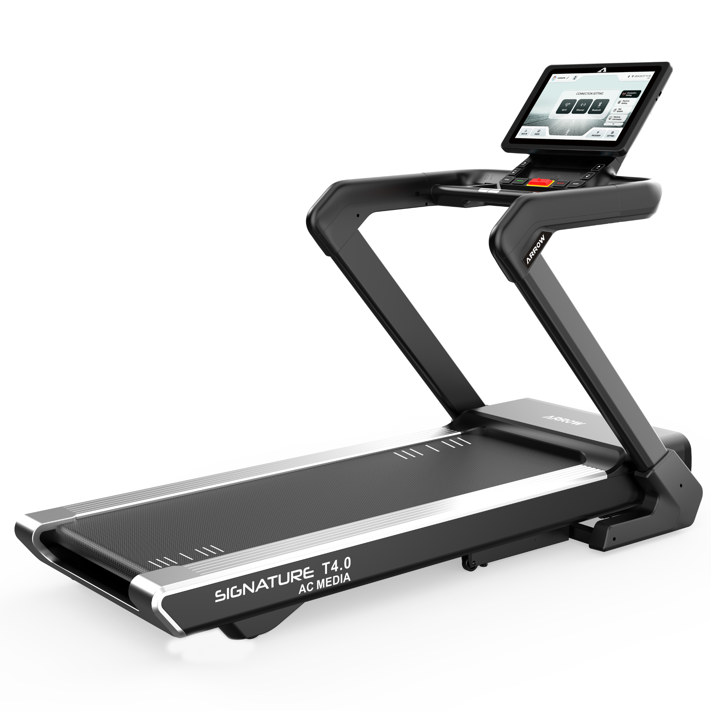 Treadmill with a digital display on a white background