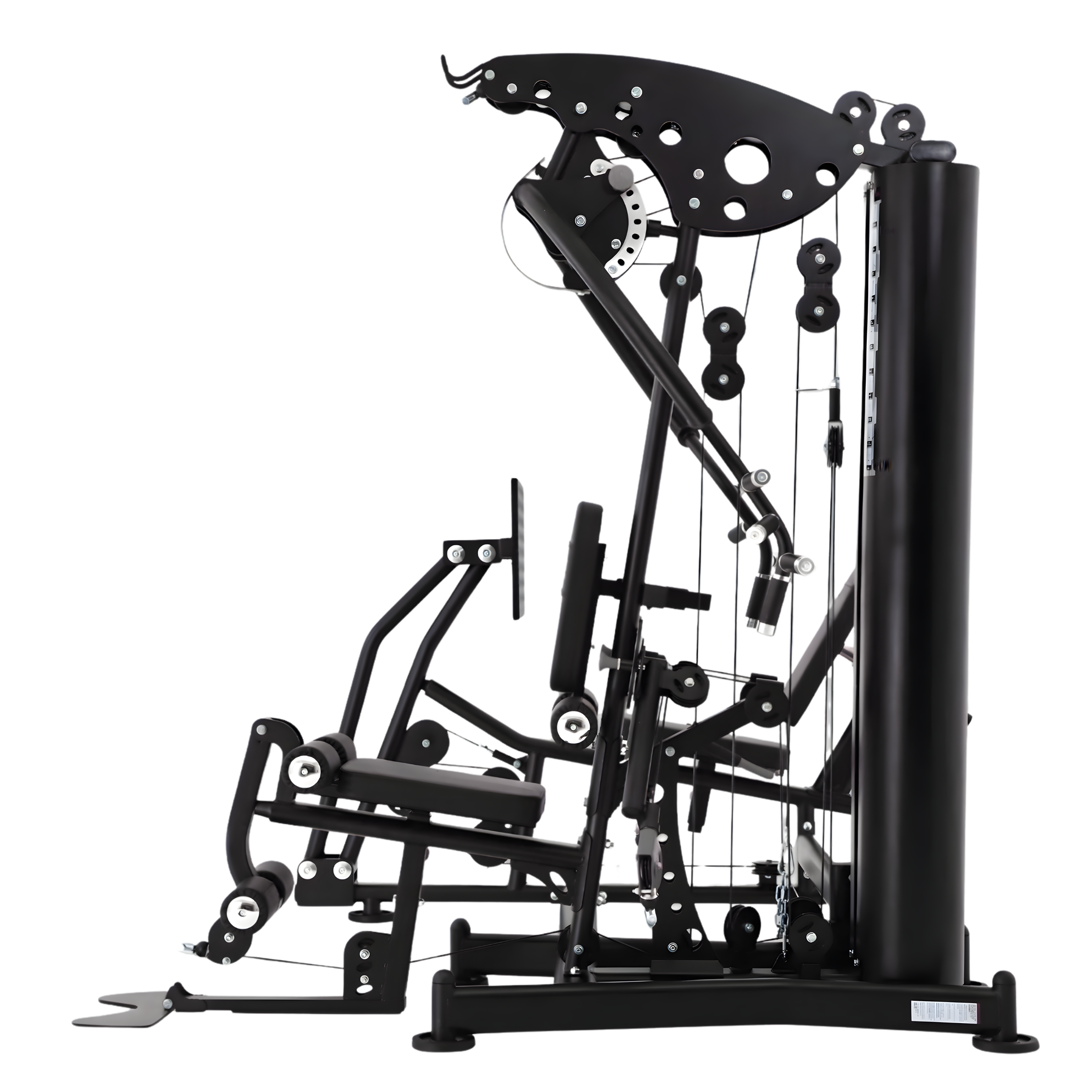 Black cable machine gym equipment on a white background