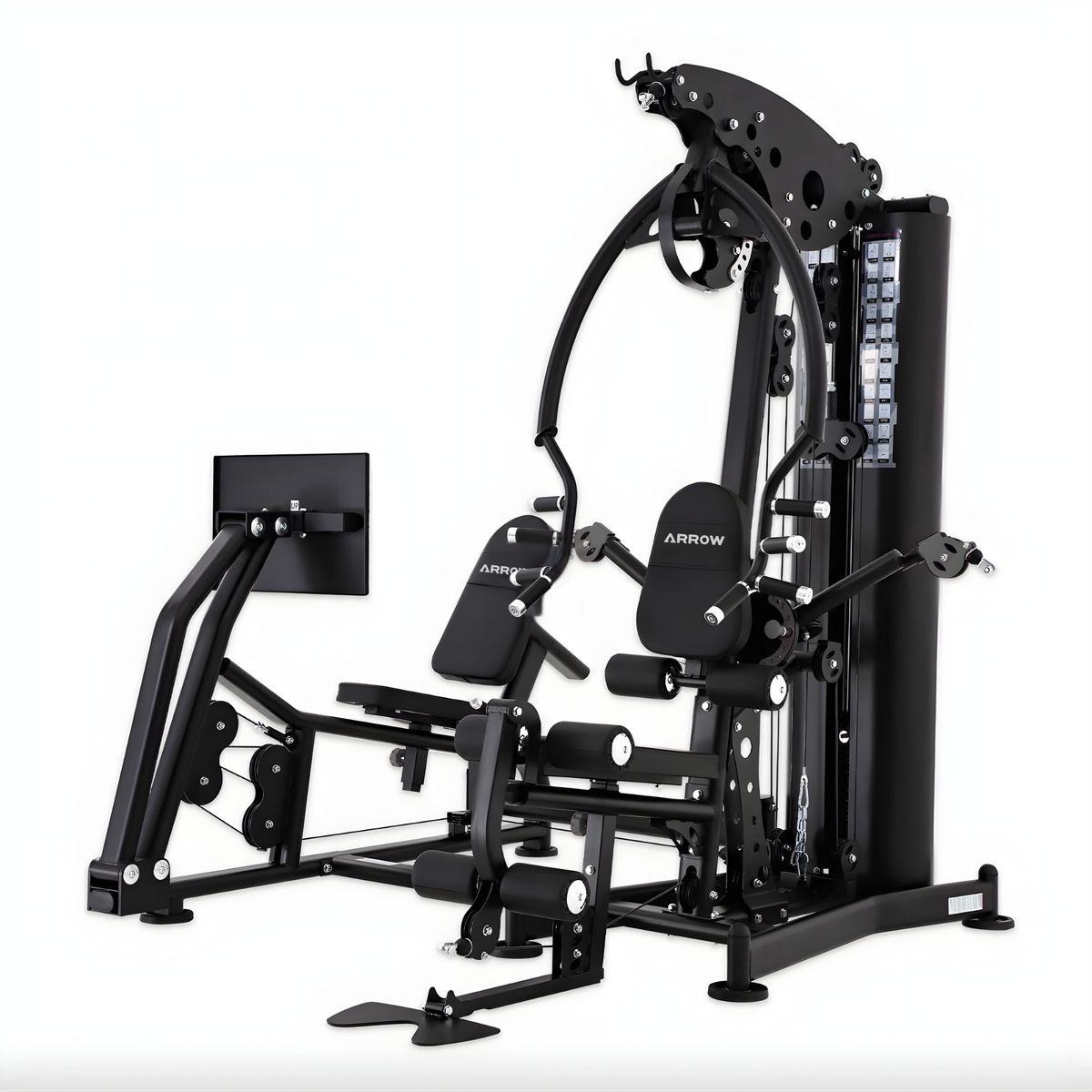 Black gym machine with 'Arrow' branding on a white background