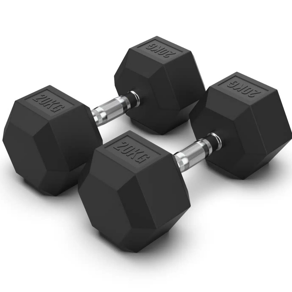 20KG Rubber Hex Dumbbell Pair