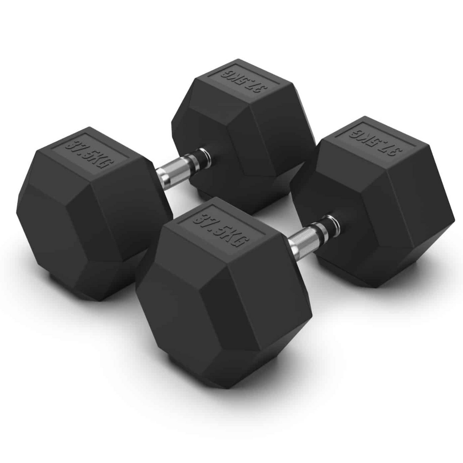 37.5KG Rubber Hex Dumbbell Pair