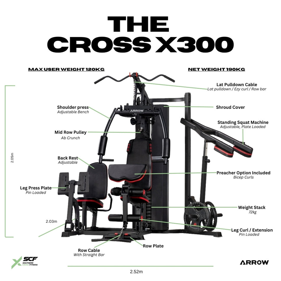 Cross X300 Multi Station Home Gym With Leg Press & Standing Squat Press